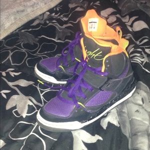 black purple and orange jordans